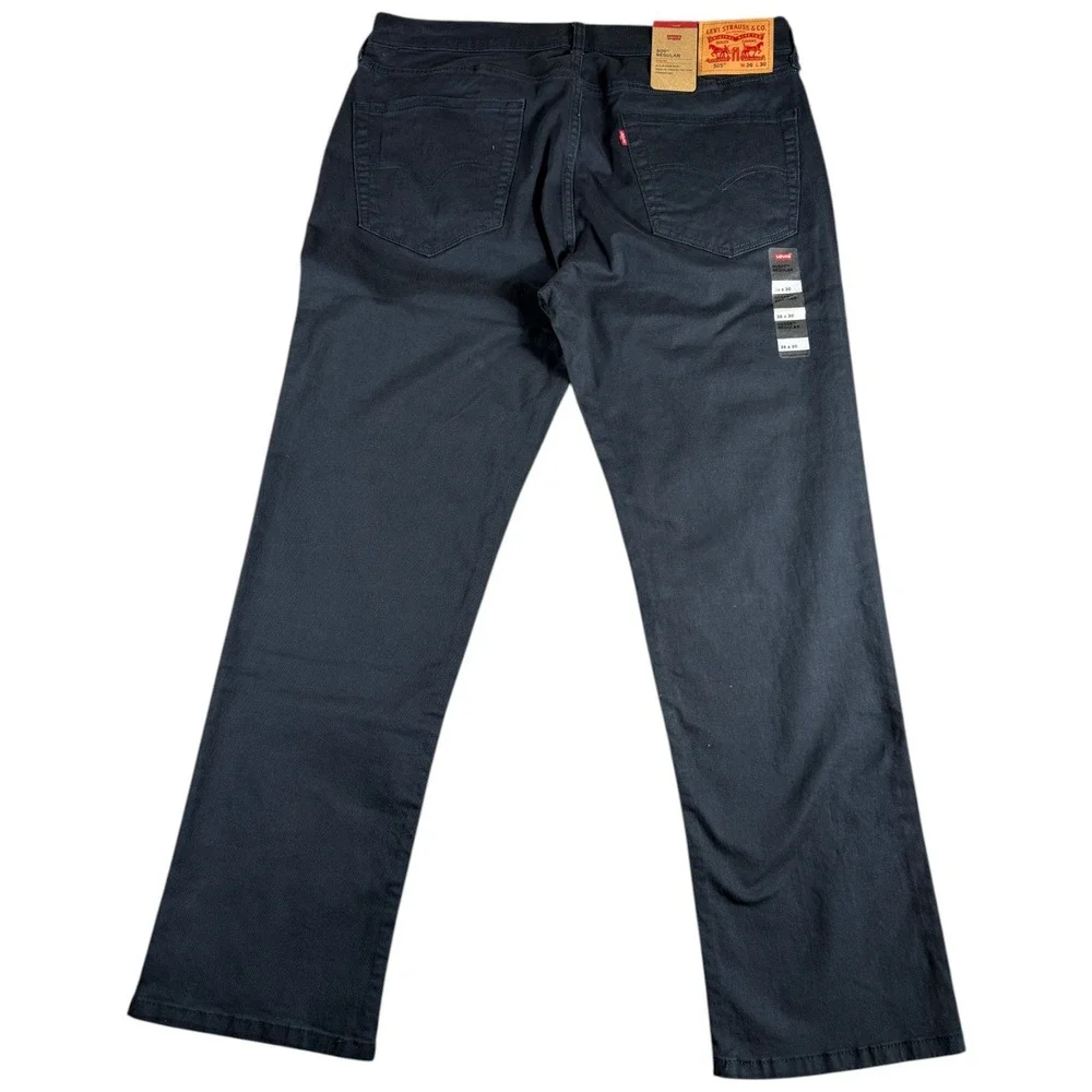 NWT Levis 505 Regular Fit Pants Mens 36x30 Blue Indigo Straight Workwear Stretch
